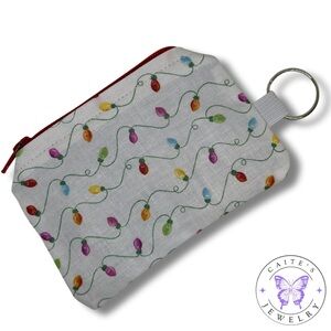 Handmade Zipper Pouch with a Christmas Lights Fabric